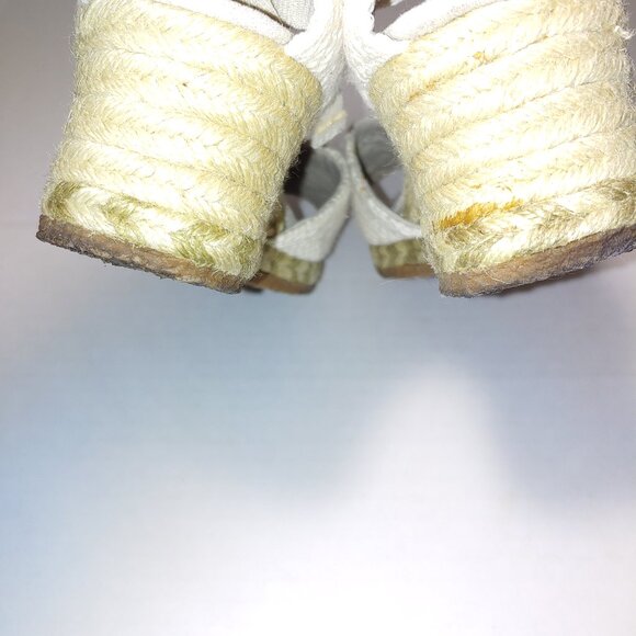 - UGG Delmar TIe Up Peep Toe Espadrille Wedge Sandals Size 6 Oatmeal - Picture 8 of 11